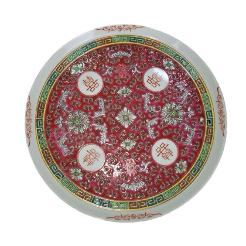 Chinese Mun Shou Everlasting long life stoneware colorful tea tray